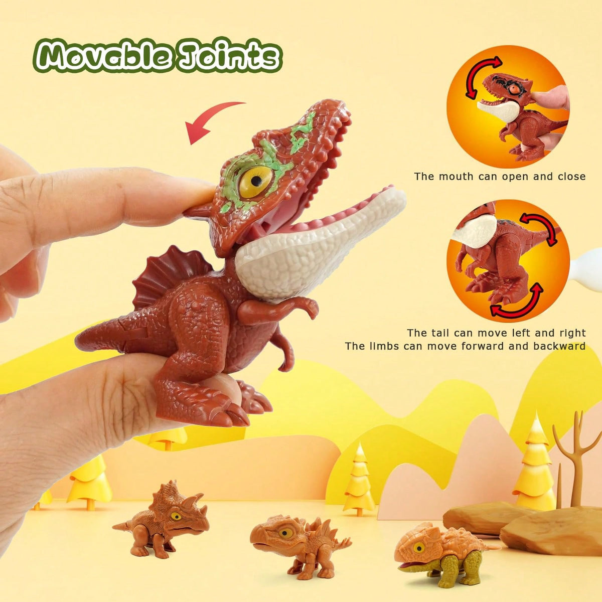 Tecforood Biting Finger Dinosaur Toys Snap Squad Dinosaur Collectibles Creative Interactive Dino Figures Mini Dinosaur Model Playset Educational Bite Hand Dinosaur Toy For Kids Early Cognitive Learnin