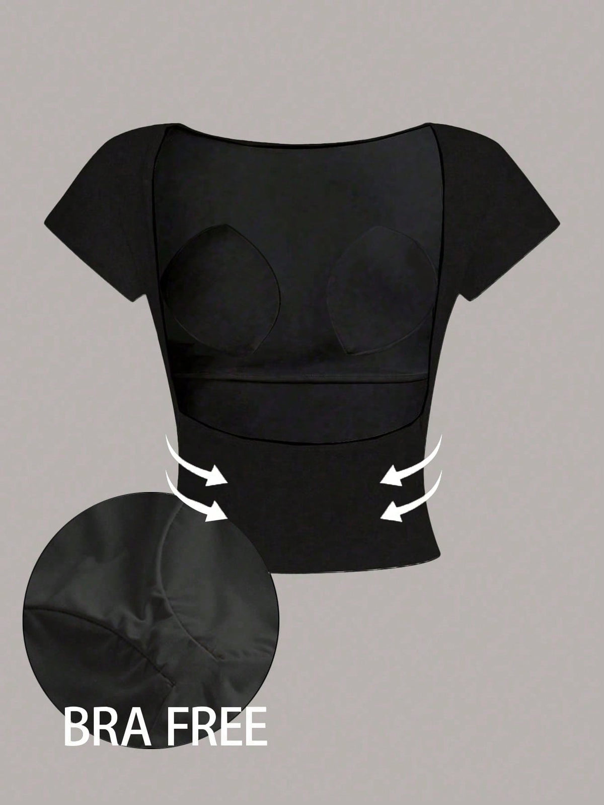 Women's Backless Padded Sexy Crop Top Slim Fit T-Shirt, Suitable For Summer, Built-In Bra