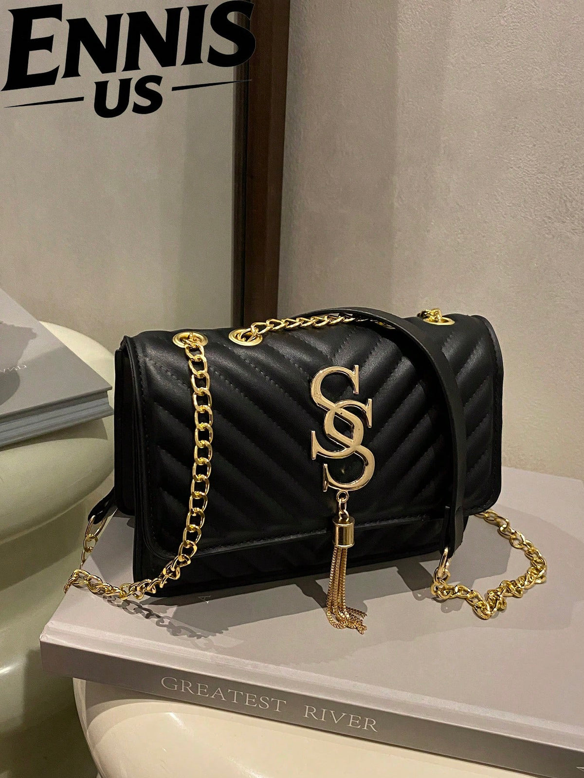 Women's Fashion Solid Color PU Leather Quilted Shoulder Bag, Multifunctional Flap Chain For Party/Evening, Business Professional Women