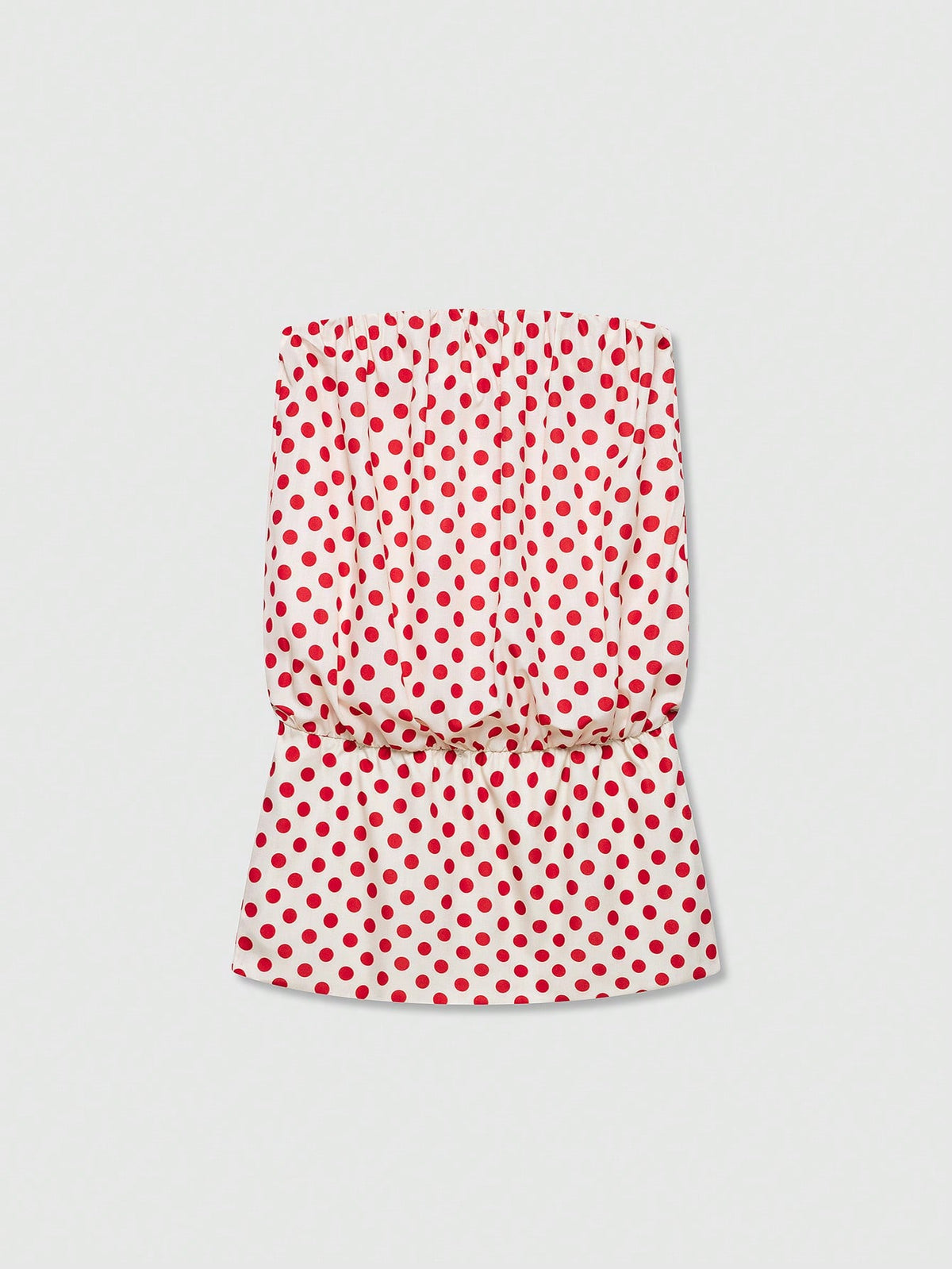 Women's Polka Dot Bandeau Mini Dress Elegant Summer Red