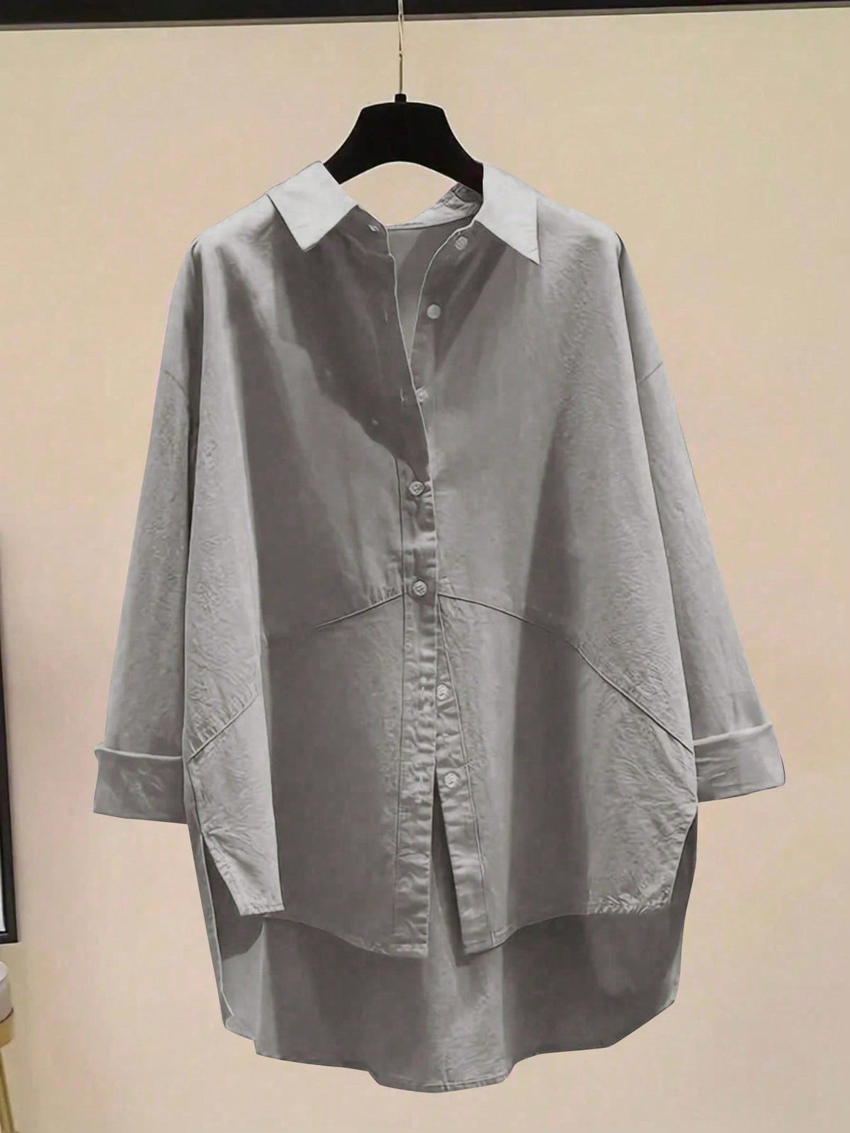 Women Simple Solid Color Button-Up Casual Shirt,Long Sleeve Tops Summer