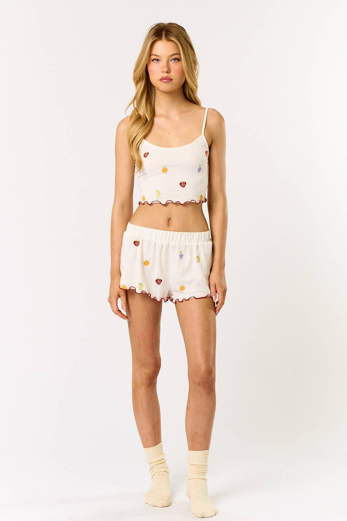 Women's Pointelle Cami Lounge Top & Short Set - Fruit (Final Sale)