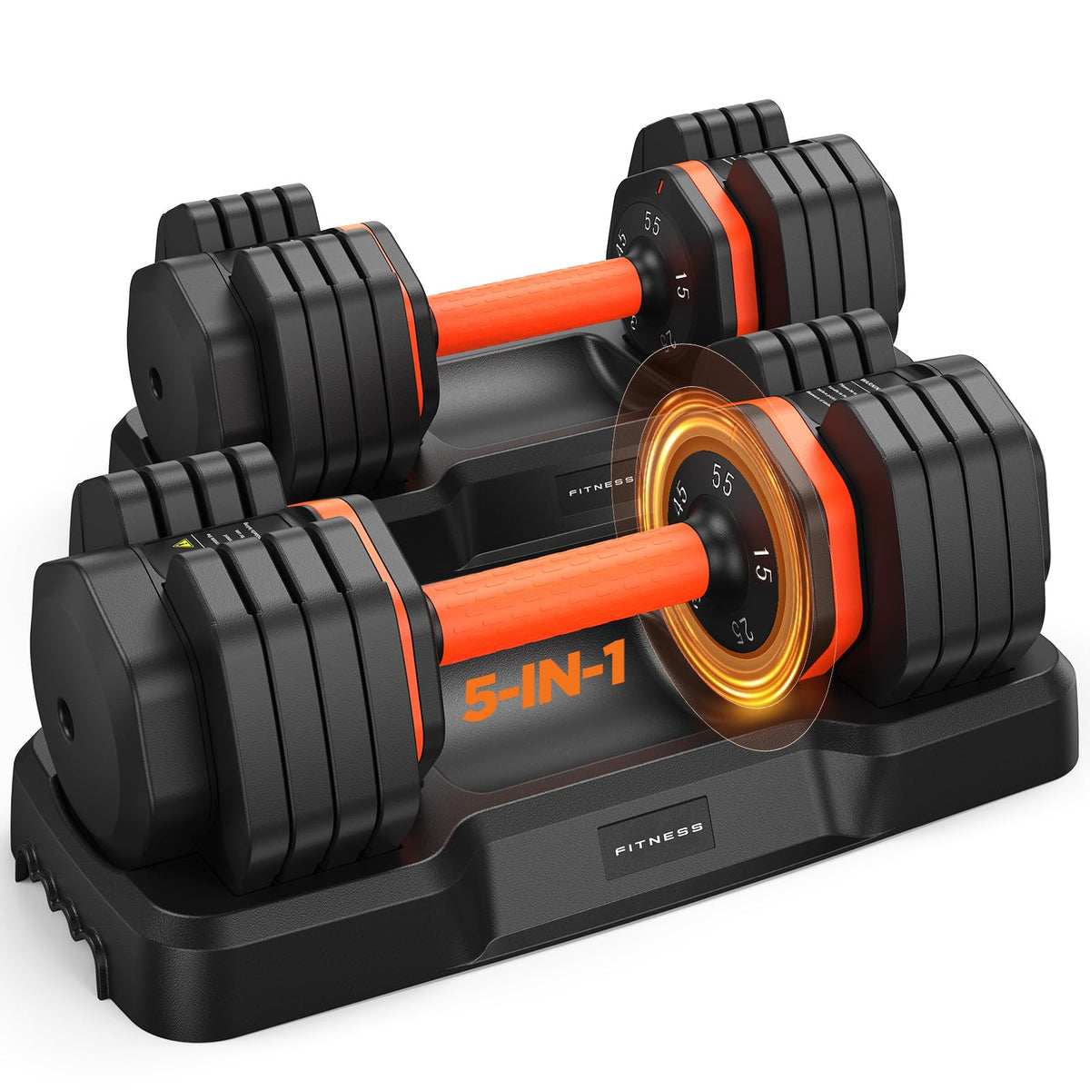 Premium Adjustable Dumbbell Set – 2 Pack, Up to 55 LB with Storage Case