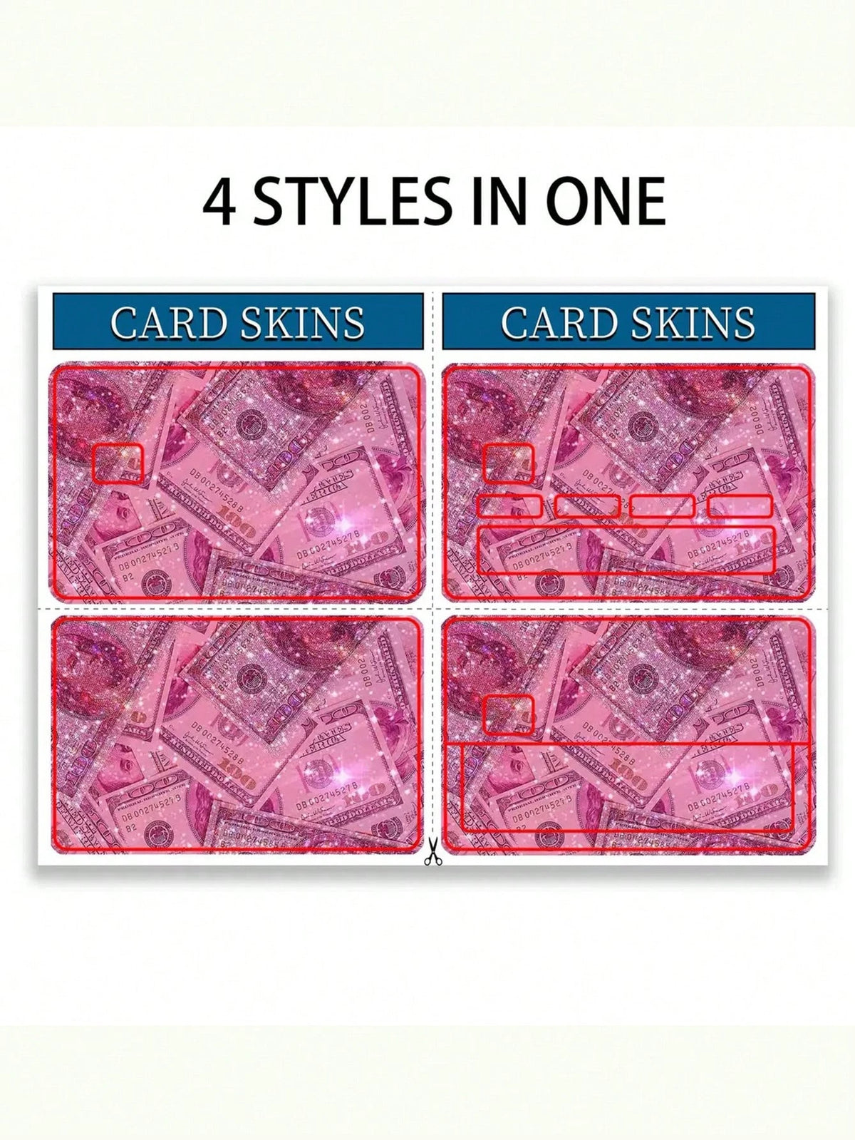 1/2/4/5/10PCS Pink Glitter Bank Card Stickers, Creative Personalized PVC Anti-Fingerprint Durable Credit Card Skin Cover, Suitable For Debit Card, Bank Card, Credit Card, Transportation Card, Campus C