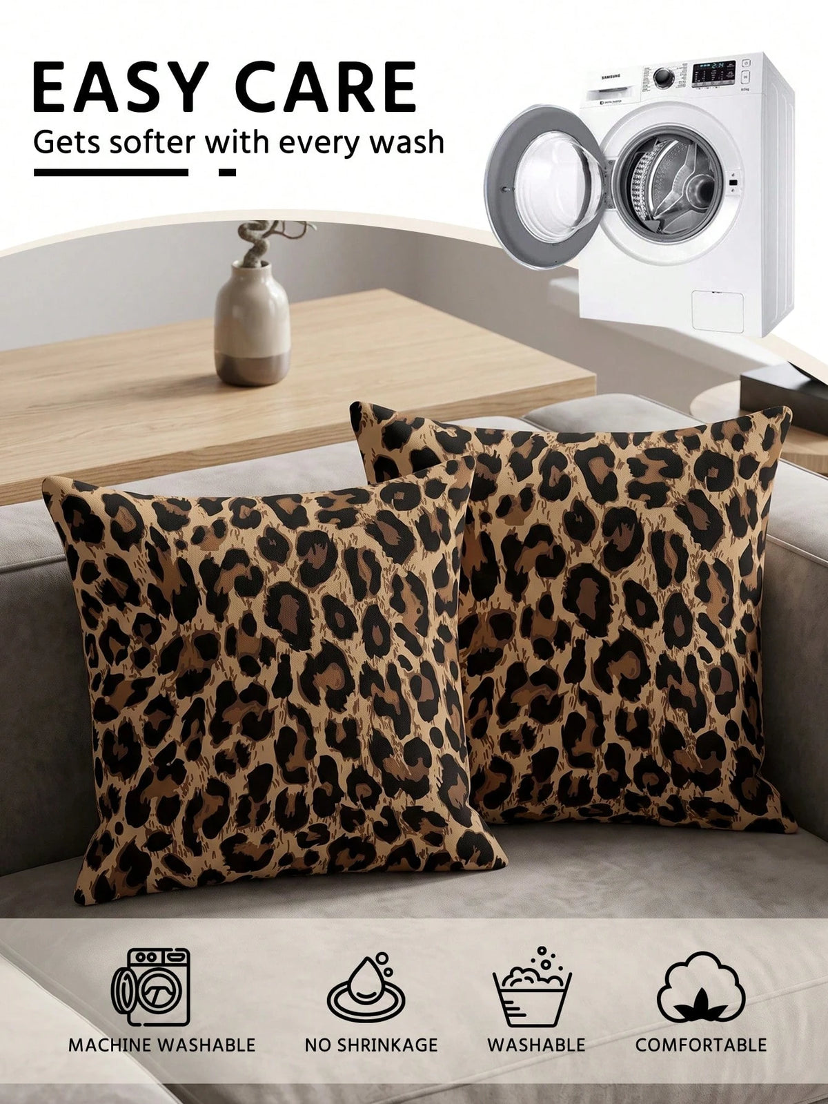 1/2/4pcs Leopard Print Pillowcases, Cushion Covers, Bedding, Comfortable And Easy To Care Pillowcases, Hair And Skin Protection Pillowcases, Living Room Sofa Room Decoration Pillowcases, Single-Sided