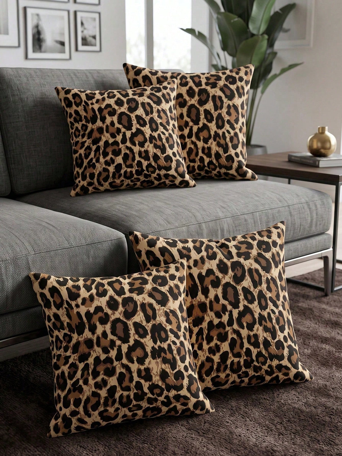 1/2/4pcs Leopard Print Pillowcases, Cushion Covers, Bedding, Comfortable And Easy To Care Pillowcases, Hair And Skin Protection Pillowcases, Living Room Sofa Room Decoration Pillowcases, Single-Sided