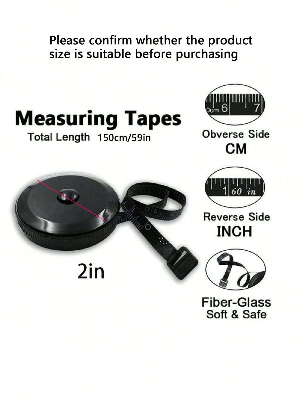 1/2/4pcs Soft Double-Sided Measuring Tape, Flexible Body Fabric Sewing Cutting Knitting Weight Loss Measurement Retractable Black Double-Sided Measuring Tape, School Home Office Supplies
