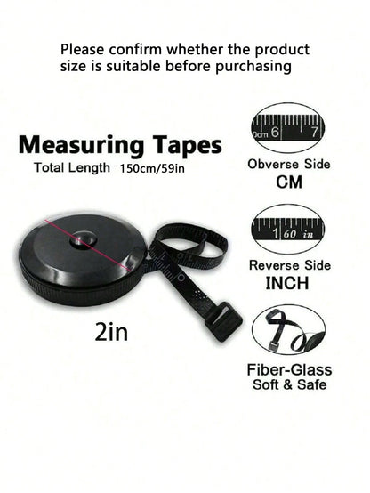 1/2/4pcs Soft Double-Sided Measuring Tape, Flexible Body Fabric Sewing Cutting Knitting Weight Loss Measurement Retractable Black Double-Sided Measuring Tape, School Home Office Supplies