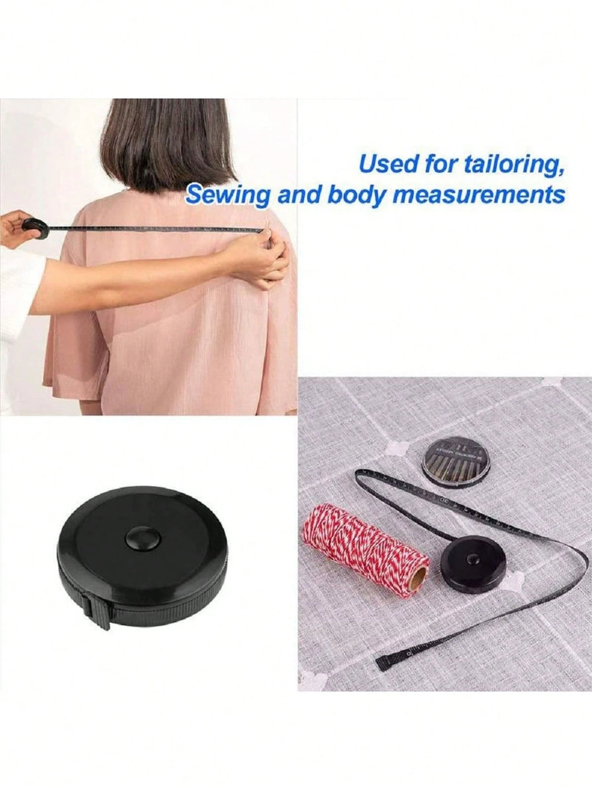 1/2/4pcs Soft Double-Sided Measuring Tape, Flexible Body Fabric Sewing Cutting Knitting Weight Loss Measurement Retractable Black Double-Sided Measuring Tape, School Home Office Supplies