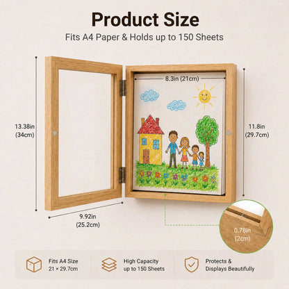 1/2pcs A4 Kids Artwork Frame Wood Paint Frames Changeable With Acrylic Front Opening Holds 150 Pictures, Art Frames For Kids Artwork, Back To School