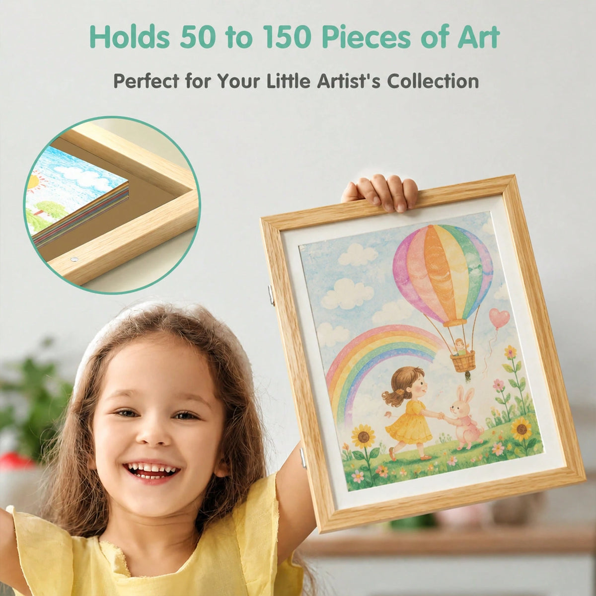 1/2pcs A4 Kids Artwork Frame Wood Paint Frames Changeable With Acrylic Front Opening Holds 150 Pictures, Art Frames For Kids Artwork, Back To School