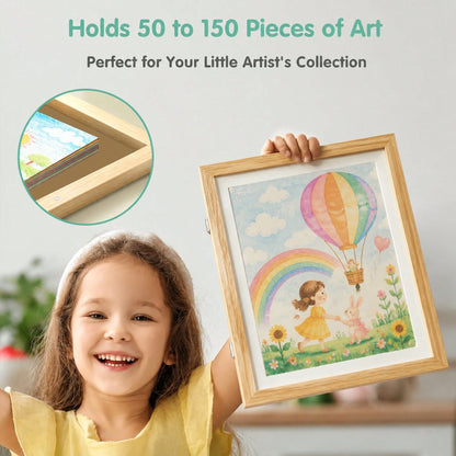 1/2pcs A4 Kids Artwork Frame Wood Paint Frames Changeable With Acrylic Front Opening Holds 150 Pictures, Art Frames For Kids Artwork, Back To School