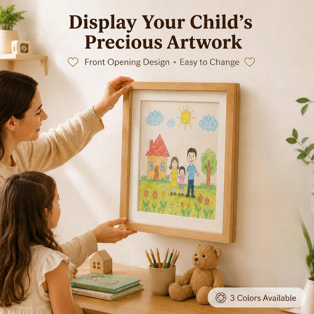 1/2pcs A4 Kids Artwork Frame Wood Paint Frames Changeable With Acrylic Front Opening Holds 150 Pictures, Art Frames For Kids Artwork, Back To School