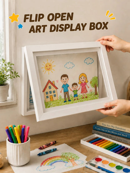 1/2pcs A4 Kids Artwork Frame Wood Paint Frames Changeable With Acrylic Front Opening Holds 150 Pictures, Art Frames For Kids Artwork, Back To School