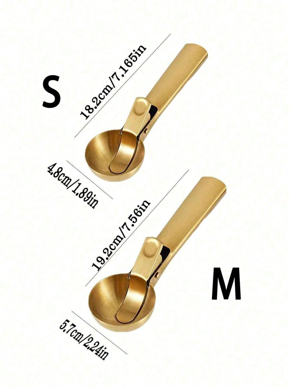 1/2pcs Golden/Silver Stainless Steel Ice Cream Scoop, Elastic Multifunctional Ice Cream Scoop, Creative Fruit Watermelon Ice Cream Scoop