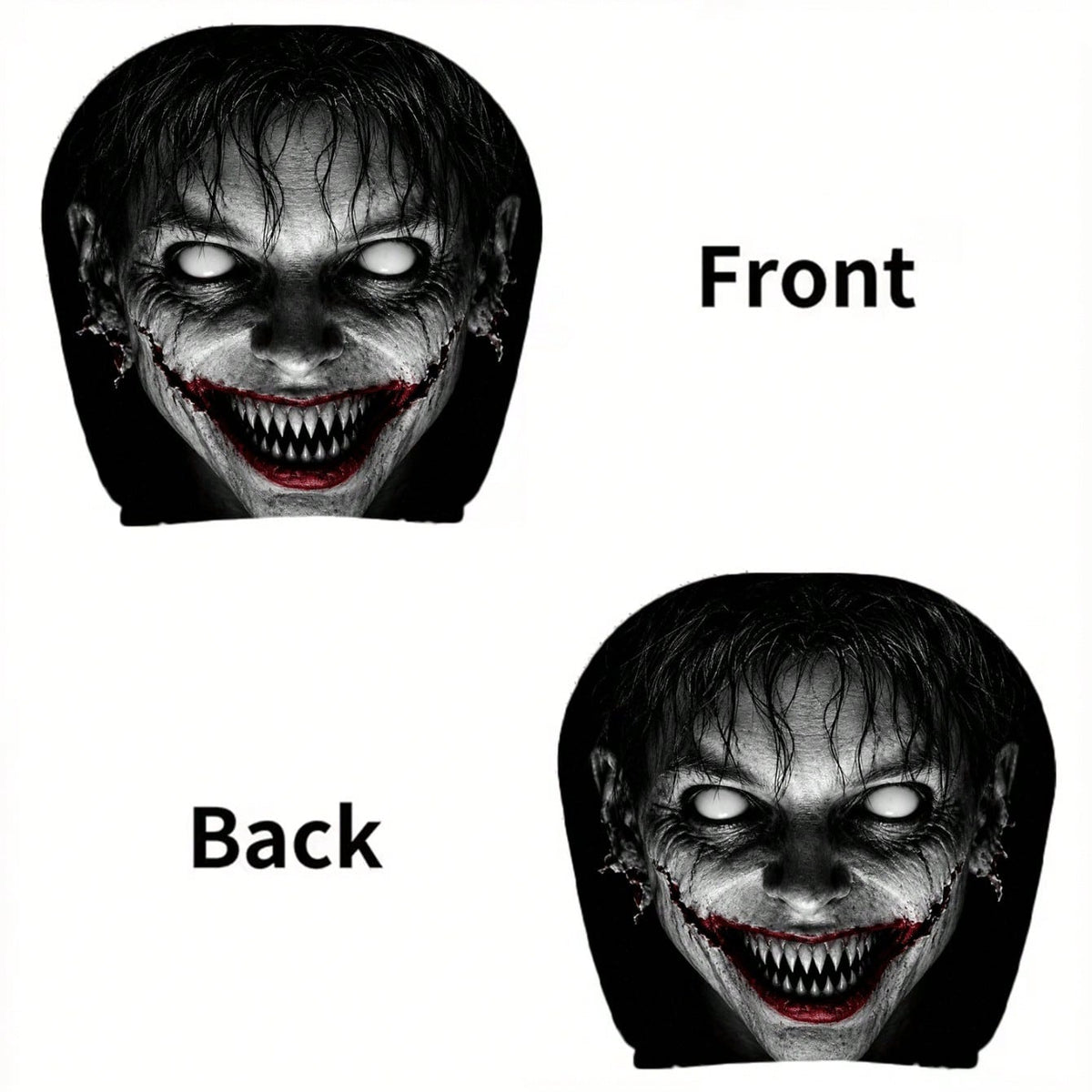 1/2pcs Printed Car Headrest Covers, Interior Decoration With Elastic Design And Universal Fit Installation, Ideal Choice For Interior Additions, Perfect Funny Car Decoration Featuring Scary Zombie Fac
