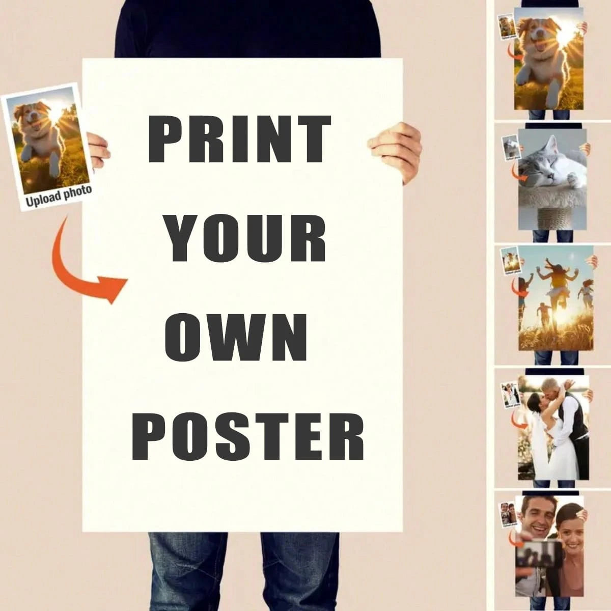 1/3 Customized Frameless Canvas Poster- Personalized Photo Wall Decor, Gift For Her, Boyfriend, Girlfriend, Dad, Mom, Friends, Pets, Anniversary, Valentine's Day, Birthday, Mother's Day, Father's Day