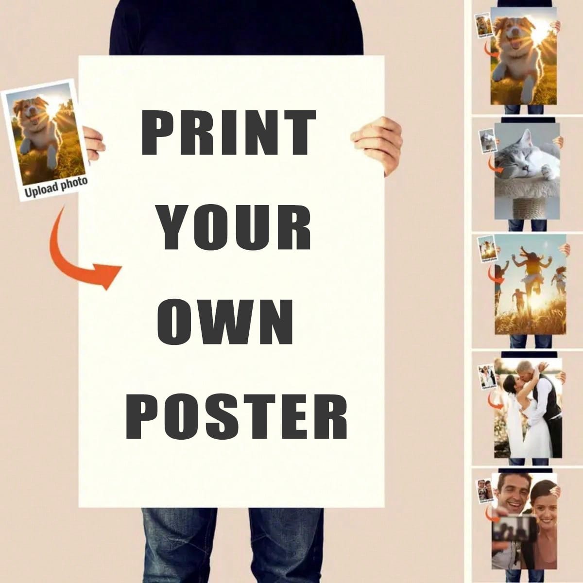 1/3 Customized Frameless Canvas Poster- Personalized Photo Wall Decor, Gift For Her, Boyfriend, Girlfriend, Dad, Mom, Friends, Pets, Anniversary, Valentine's Day, Birthday, Mother's Day, Father's Day