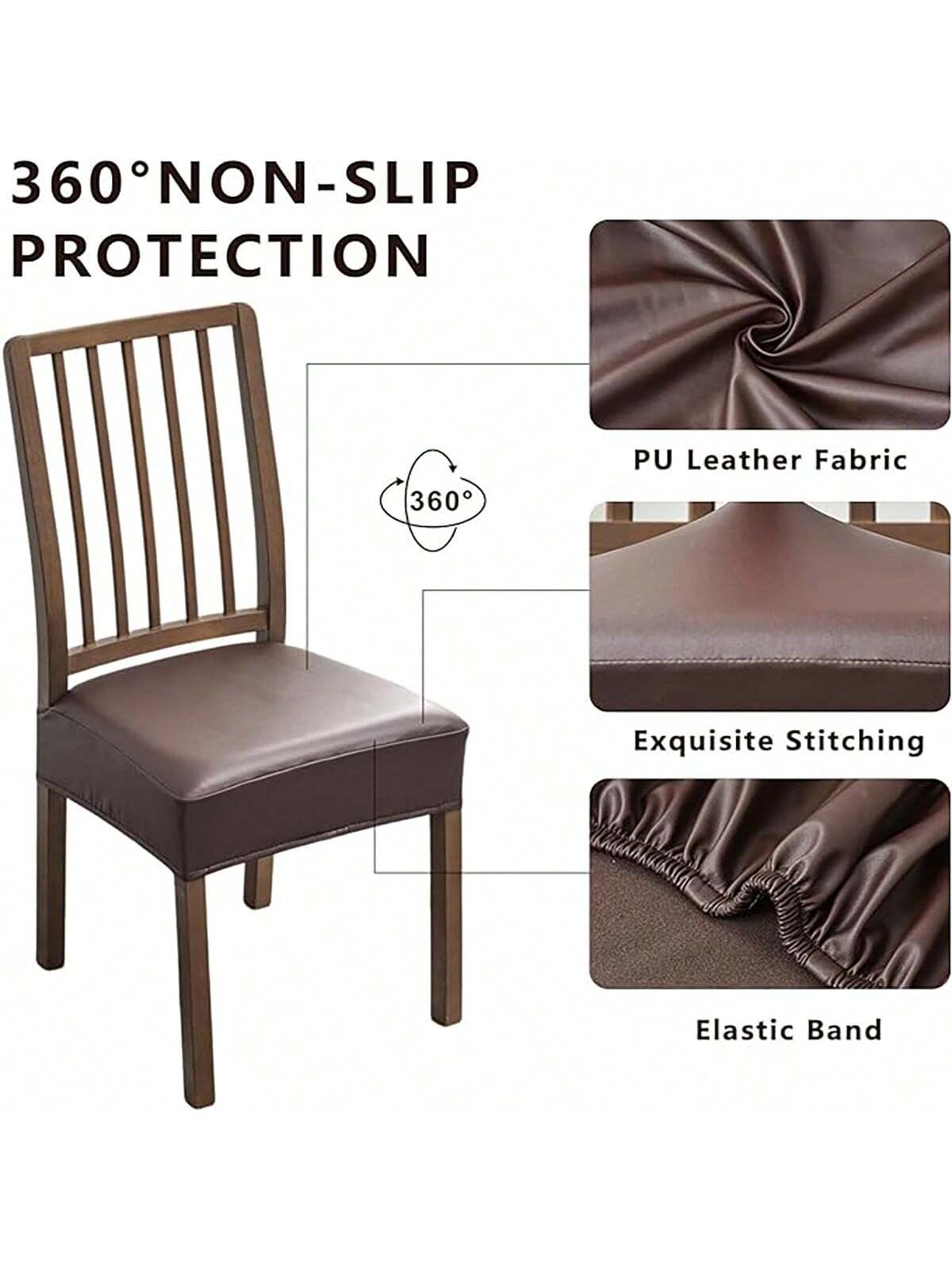 1/4/6pcs Waterproof PU Leather Square Chair Seat Cushion Cover For Dining Room Kitchen Sofa, Removable & Washable Gifts Birthday Graduation
