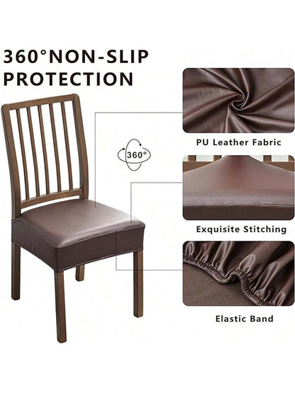 1/4/6pcs Waterproof PU Leather Square Chair Seat Cushion Cover For Dining Room Kitchen Sofa, Removable & Washable Gifts Birthday Graduation
