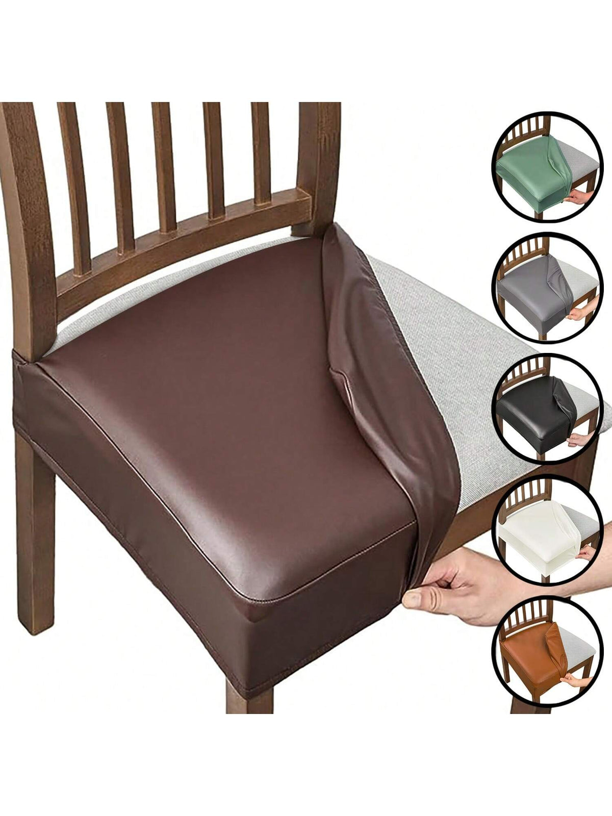 1/4/6pcs Waterproof PU Leather Square Chair Seat Cushion Cover For Dining Room Kitchen Sofa, Removable & Washable Gifts Birthday Graduation