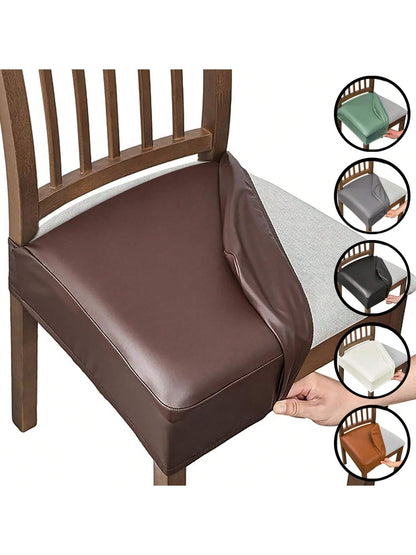 1/4/6pcs Waterproof PU Leather Square Chair Seat Cushion Cover For Dining Room Kitchen Sofa, Removable & Washable Gifts Birthday Graduation