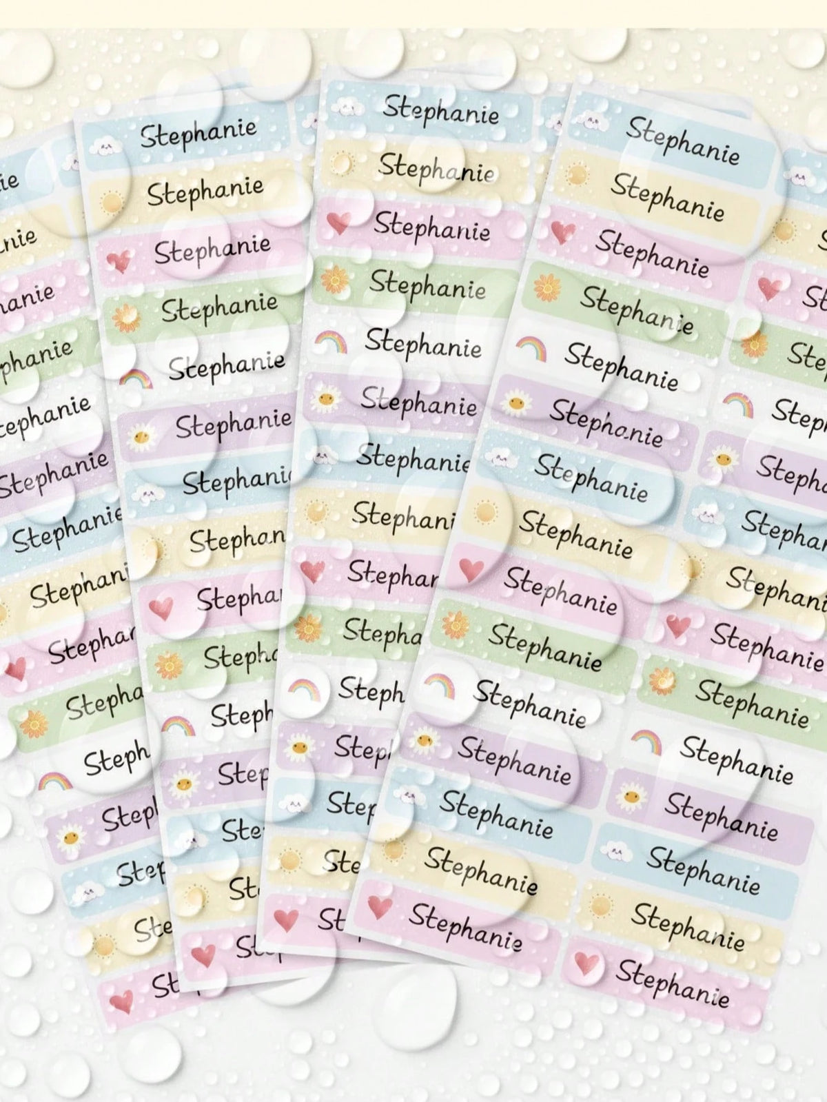 1/44/88/132/176/220pcs Customized Name Stickers, Cartoon Fresh Cute Waterproof Stationery Labels, Back To School, Category Stickers, Number Labels, Personalized For Water Bottles, Lunch Boxes, Persona