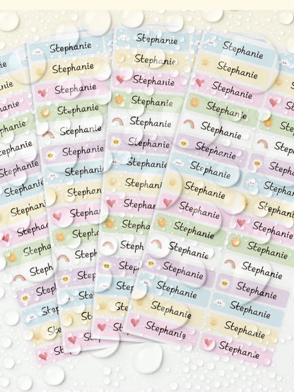 1/44/88/132/176/220pcs Customized Name Stickers, Cartoon Fresh Cute Waterproof Stationery Labels, Back To School, Category Stickers, Number Labels, Personalized For Water Bottles, Lunch Boxes, Persona