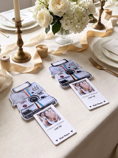 1/5/10pcs Custom Retro Camera Shaped Pull-Out Photo Card,Custom Photo And Text,Personalized Pull Tab Photocard, DIY Insert Picture Surprise Card,For KPOP Fan Collection Merch Gift Card,Suitable As Hol
