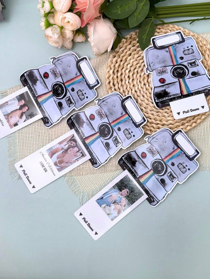 1/5/10pcs Custom Retro Camera Shaped Pull-Out Photo Card,Custom Photo And Text,Personalized Pull Tab Photocard, DIY Insert Picture Surprise Card,For KPOP Fan Collection Merch Gift Card,Suitable As Hol