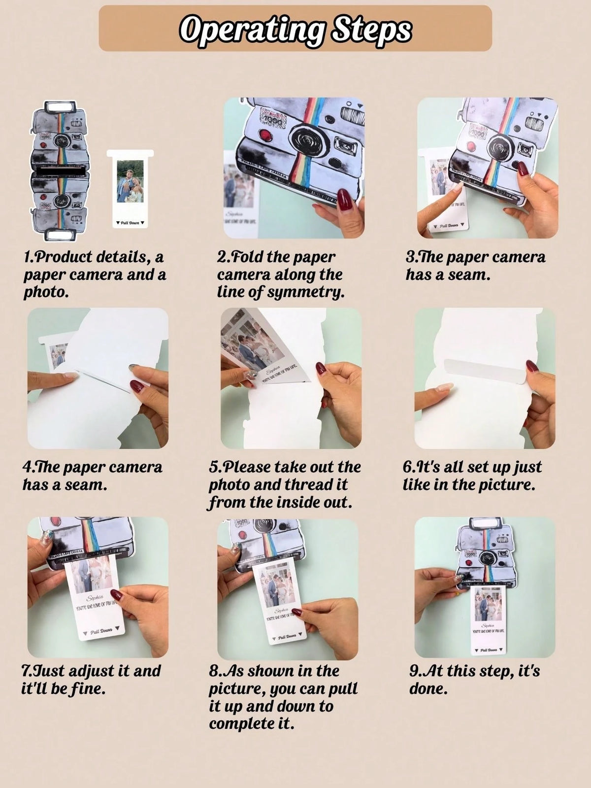 1/5/10pcs Custom Retro Camera Shaped Pull-Out Photo Card,Custom Photo And Text,Personalized Pull Tab Photocard, DIY Insert Picture Surprise Card,For KPOP Fan Collection Merch Gift Card,Suitable As Hol