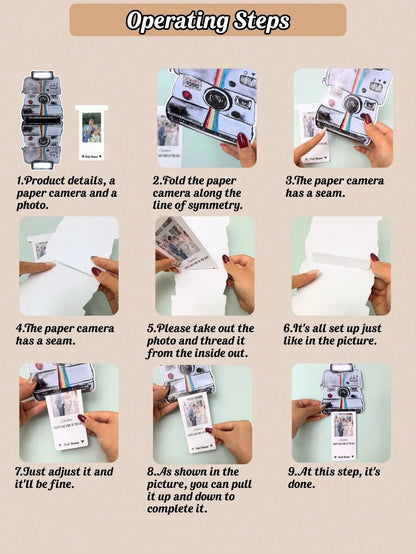 1/5/10pcs Custom Retro Camera Shaped Pull-Out Photo Card,Custom Photo And Text,Personalized Pull Tab Photocard, DIY Insert Picture Surprise Card,For KPOP Fan Collection Merch Gift Card,Suitable As Hol