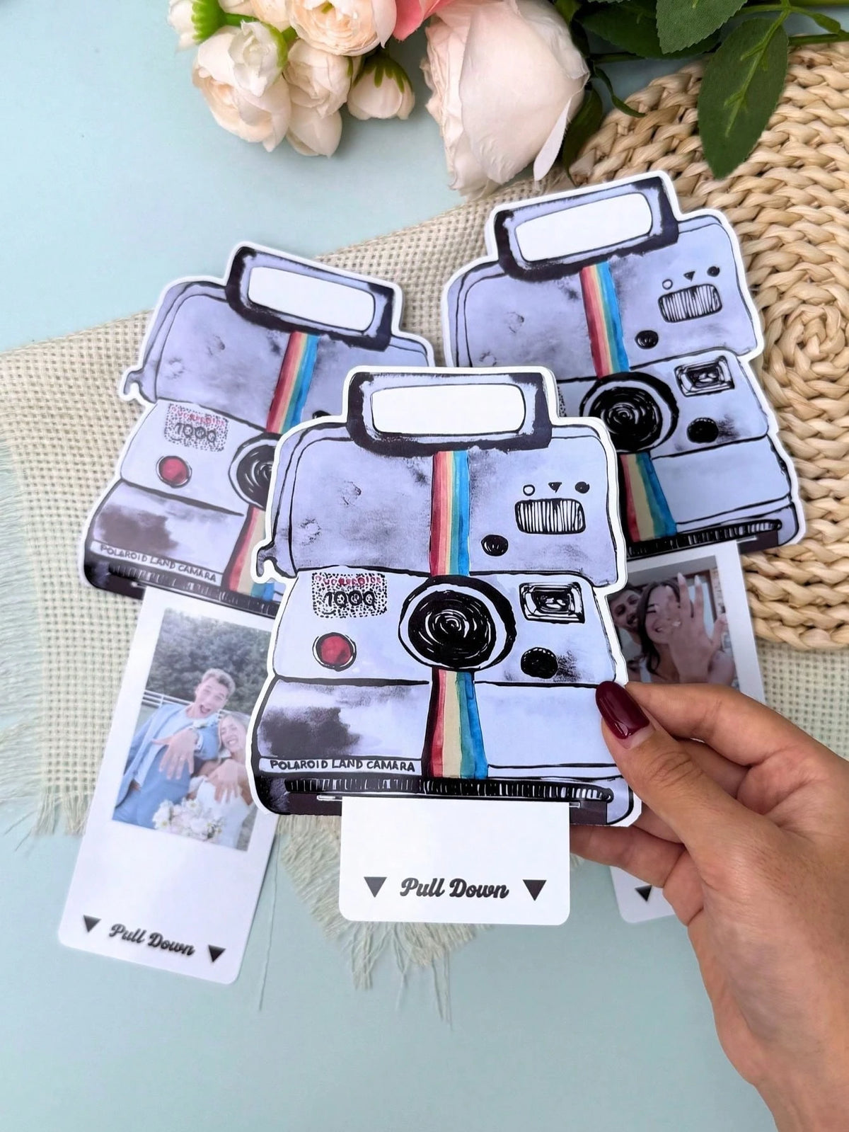 1/5/10pcs Custom Retro Camera Shaped Pull-Out Photo Card,Custom Photo And Text,Personalized Pull Tab Photocard, DIY Insert Picture Surprise Card,For KPOP Fan Collection Merch Gift Card,Suitable As Hol