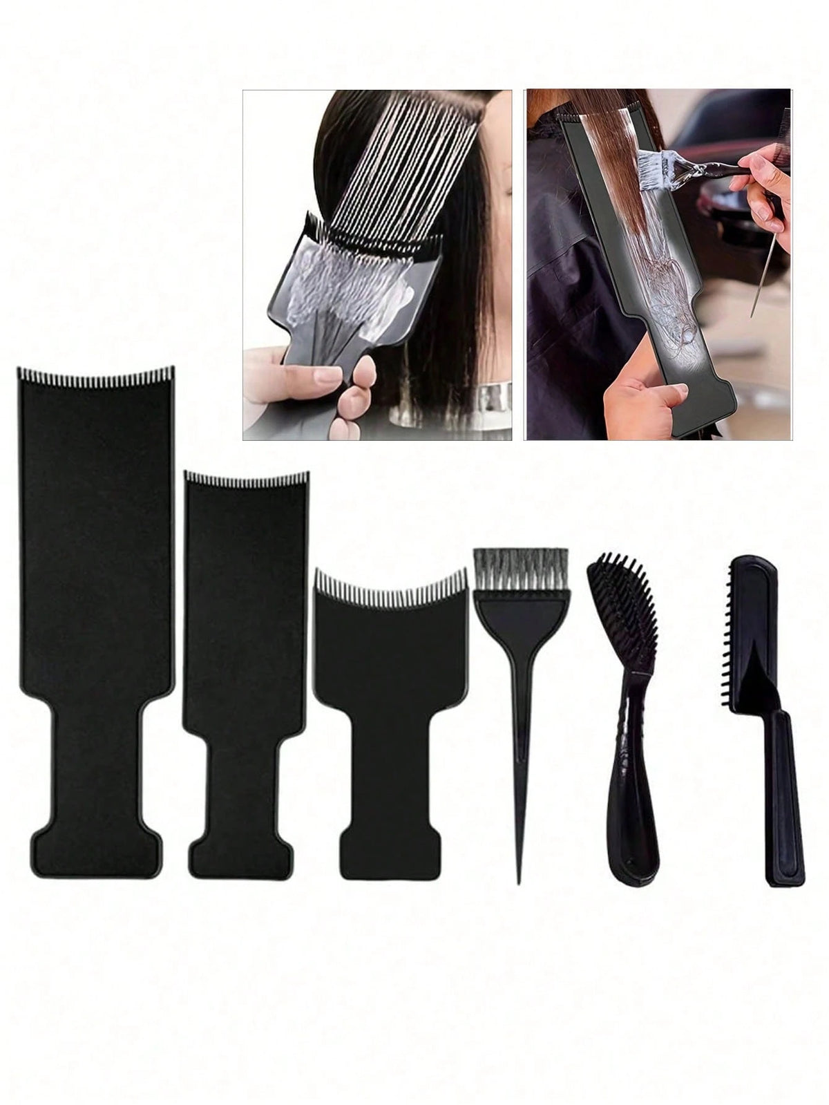 1/6PCS Hair Dye Brush Set, Professional Hair Coloring Brush Set, Salon Hair Dyeing Tool Kit, Hair Color Brush Board Set, Hair Highlight Board For Root Touch-Up, Balayage, Hair Bleach, Suitable For Sal