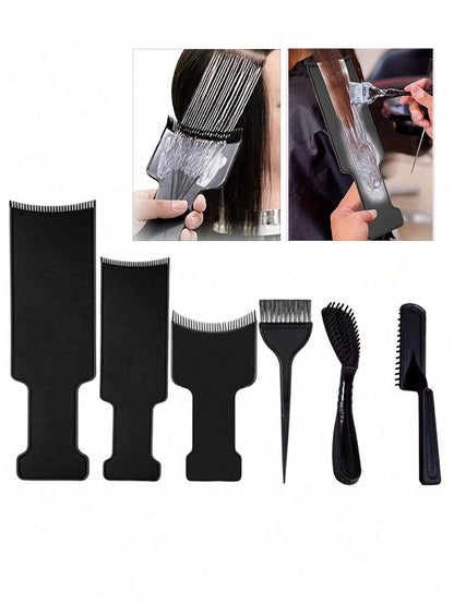 1/6PCS Hair Dye Brush Set, Professional Hair Coloring Brush Set, Salon Hair Dyeing Tool Kit, Hair Color Brush Board Set, Hair Highlight Board For Root Touch-Up, Balayage, Hair Bleach, Suitable For Sal