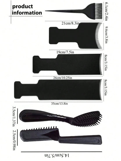 1/6PCS Hair Dye Brush Set, Professional Hair Coloring Brush Set, Salon Hair Dyeing Tool Kit, Hair Color Brush Board Set, Hair Highlight Board For Root Touch-Up, Balayage, Hair Bleach, Suitable For Sal