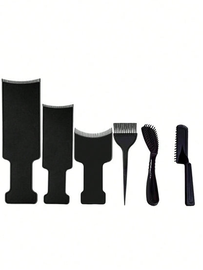 1/6PCS Hair Dye Brush Set, Professional Hair Coloring Brush Set, Salon Hair Dyeing Tool Kit, Hair Color Brush Board Set, Hair Highlight Board For Root Touch-Up, Balayage, Hair Bleach, Suitable For Sal