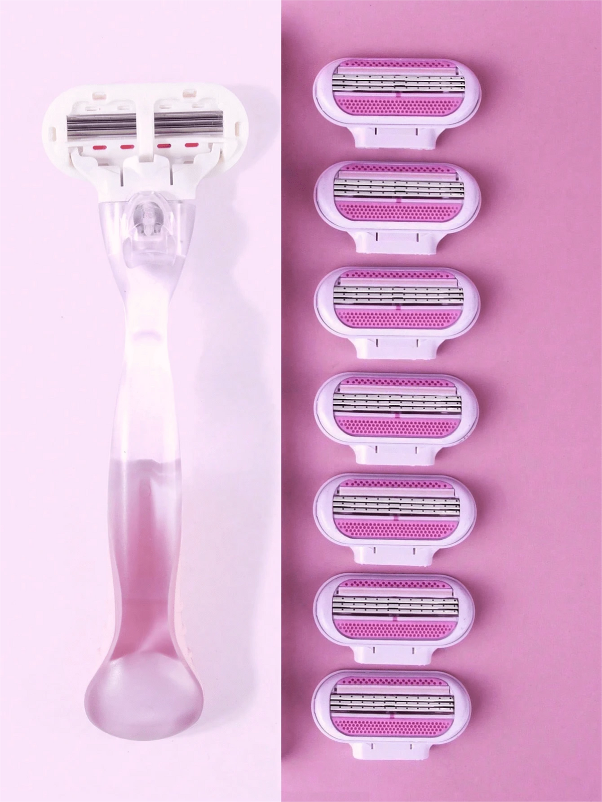1 Handle + 8 Blades/Women's Bikini Manual Shaver, Stainless Steel 3-Layer Replaceable Blades, Pink Shaver Head, Salon, Beauty, Travel Essential Hair Care Product & Accessories, Valentine's Day Gift