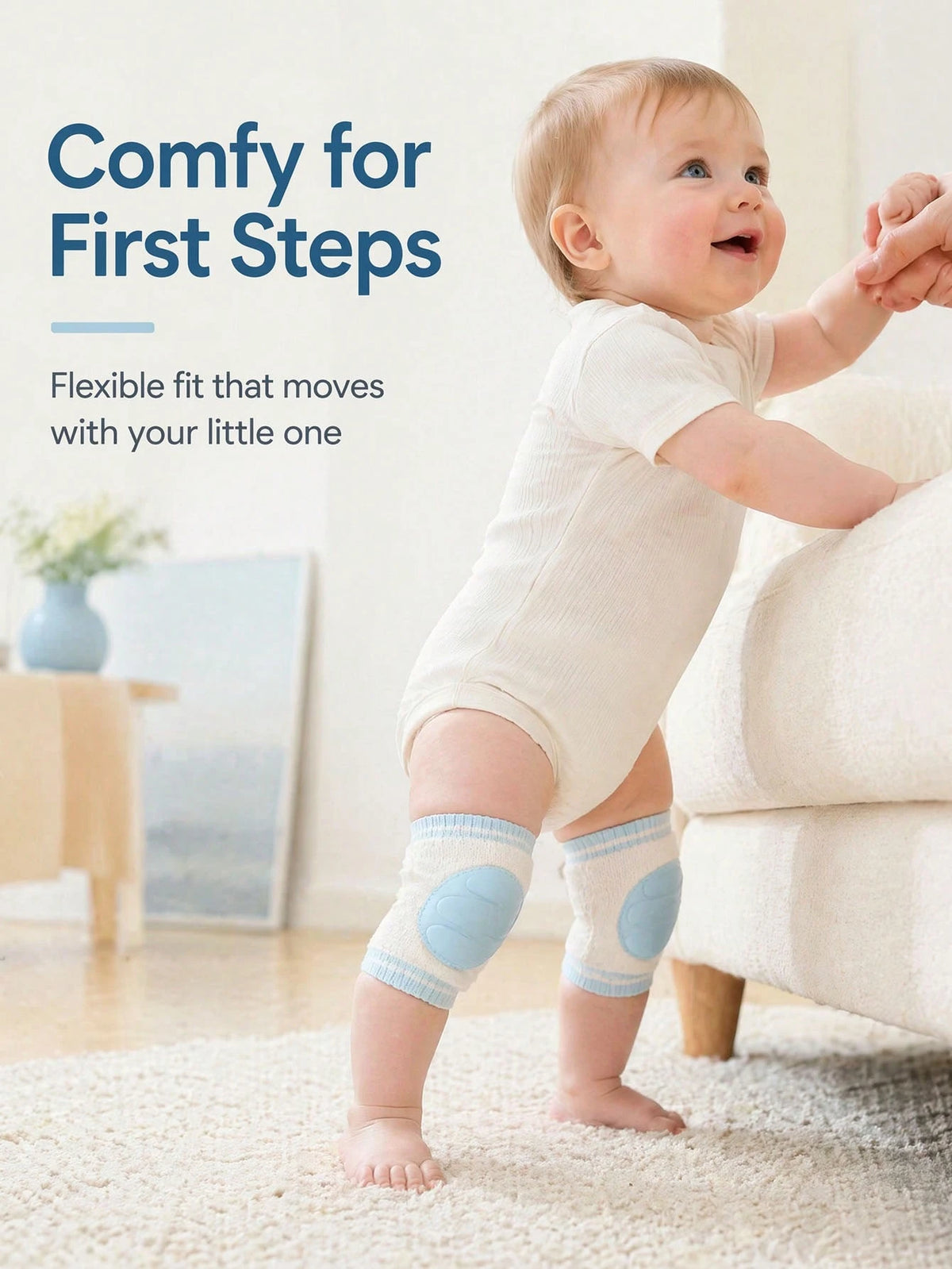 1 Pair Baby Crawling Knee Pads, Infant Toddler Walking Anti-Fall Knee Covers, Breathable Knitted Thickened Cushioning Pads, Elastic Striped Non-Slip Baby Leg Protectors
