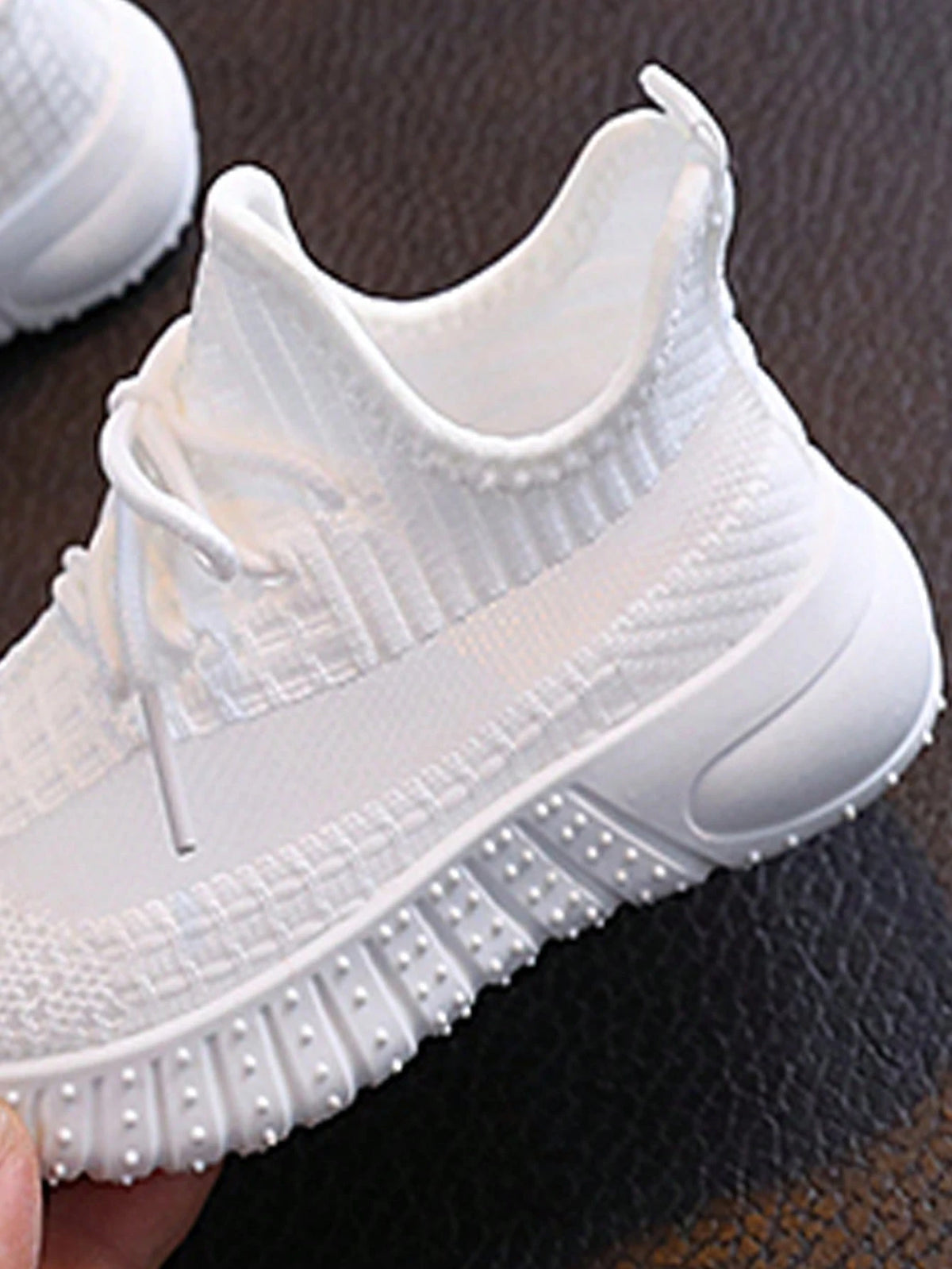 1 Pair Children Fashionable Woven Knitted Breathable Running Shoes, Comfortable Non-Slip Lace-Up Athletic Sneakers For Kids Outdoor Activities
