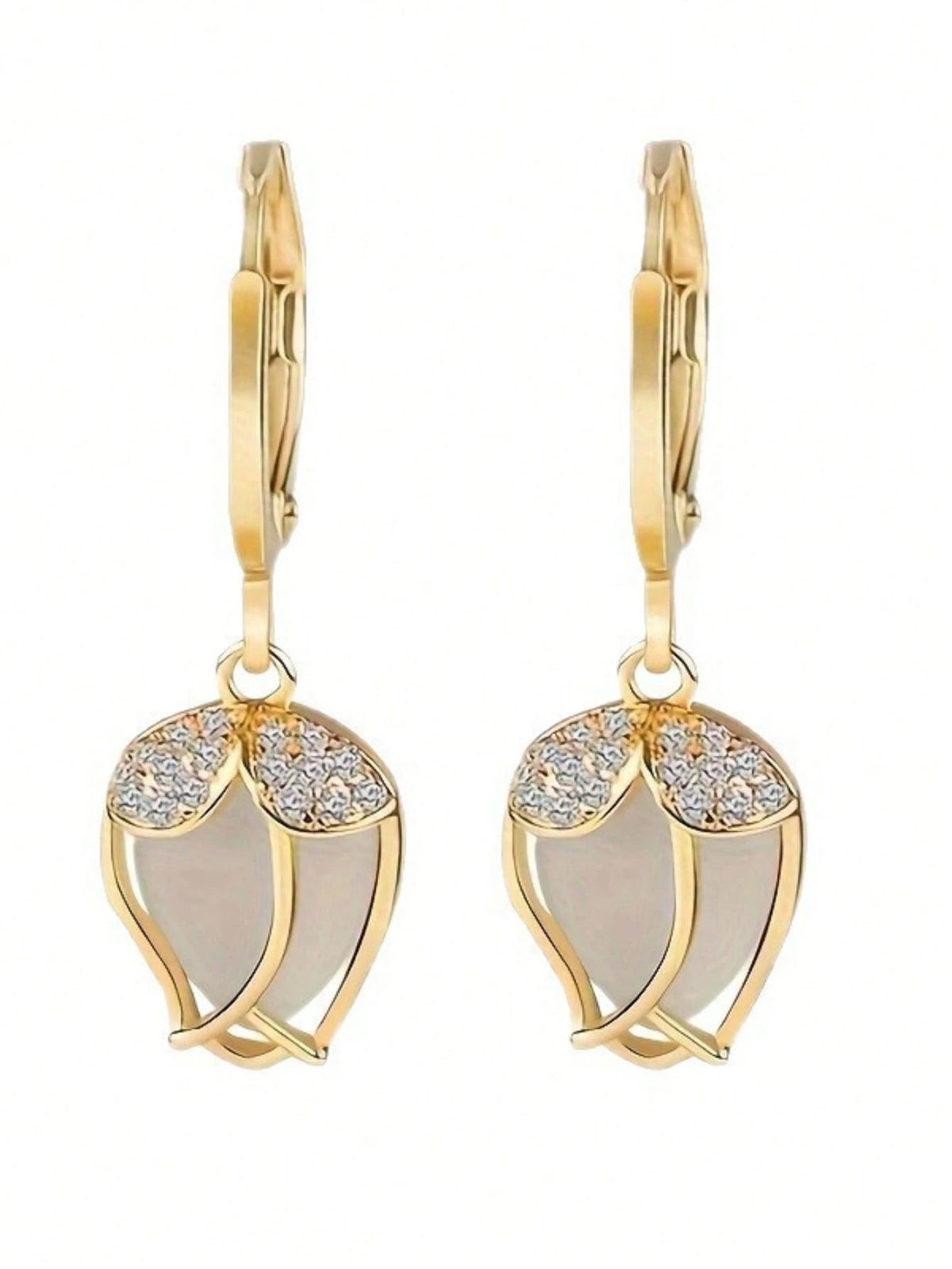1 Pair Creative Faux Opal Tulip Shaped Earrings, Cute Earrings Suitable For Girls, Fashion Lovers, Weddings And Halloween,Summer,Jewellery