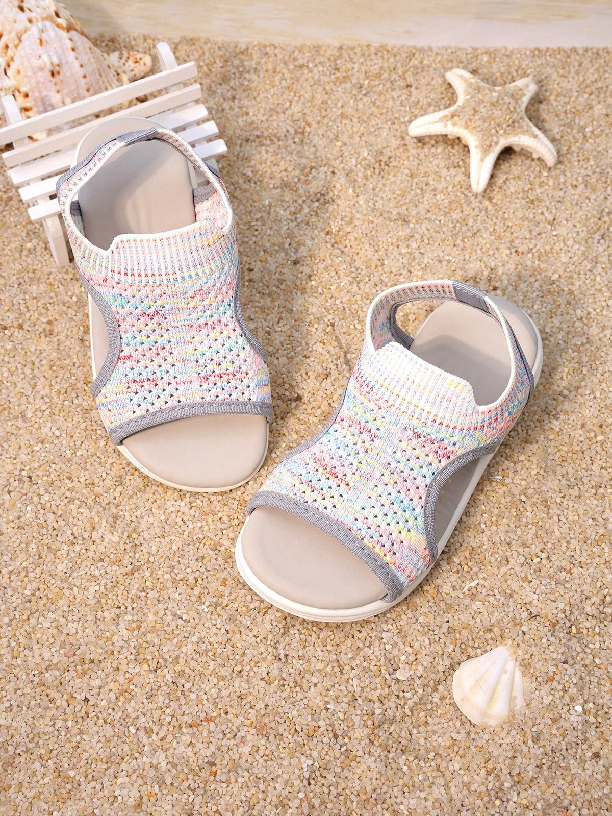 1 Pair Girls' Hollow Back Strap Flat Slide Sandals, Fashion Design Style Travel Beach Kids Footwear