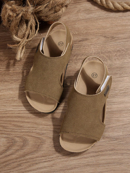 1 Pair Of Girls, Boys And Teenagers Sandals With Soft Uppers And Light Cork Soles Hook And Loop 3-15 Years Old Summer Beach Holiday Outdoor Leisure