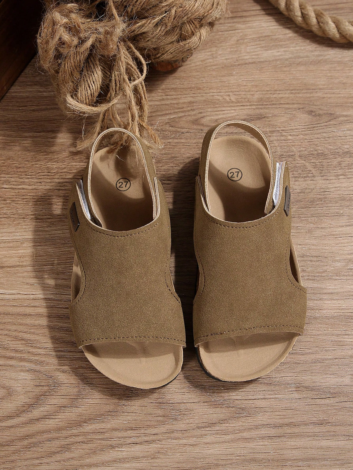 1 Pair Of Girls, Boys And Teenagers Sandals With Soft Uppers And Light Cork Soles Hook And Loop 3-15 Years Old Summer Beach Holiday Outdoor Leisure