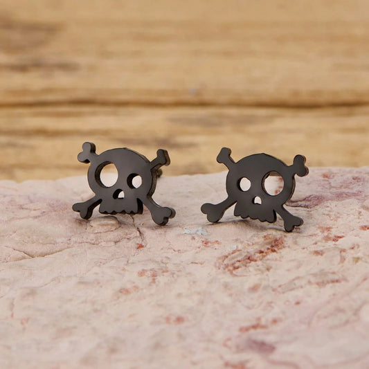 1 Pair Punk, Skull Stud Earrings, Men's Earrings