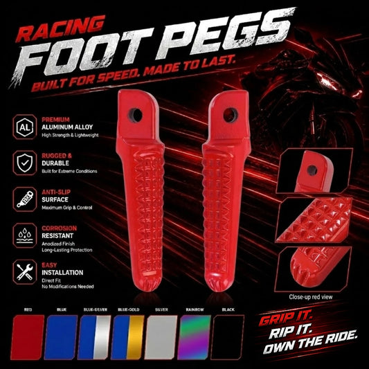 1 Pair Universal CNC Aluminum Alloy Motorcycle Foot Pegs, Anti-Slip Front & Rear Foot Pads, Suitable For CBR600RR CBR1000RR CB190R, MIO, Colorful Modification Accessories