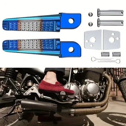 1 Pair Universal CNC Aluminum Alloy Motorcycle Foot Pegs, Anti-Slip Front & Rear Foot Pads, Suitable For CBR600RR CBR1000RR CB190R, MIO, Colorful Modification Accessories