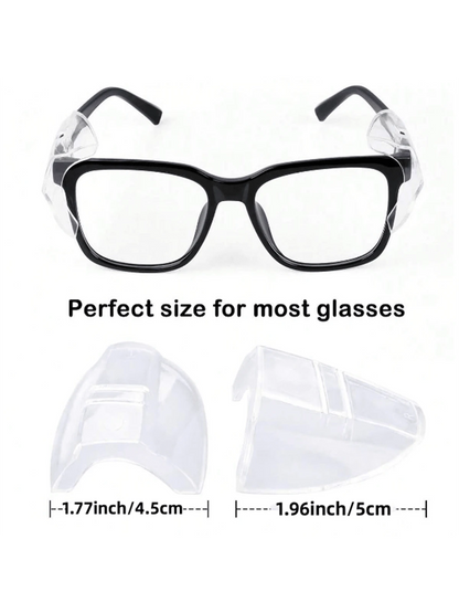 1 Pair Universal Safety Clear Flexible Side Shields, Safety Glasses Side Shields, Slip On Clear Eye Glasses