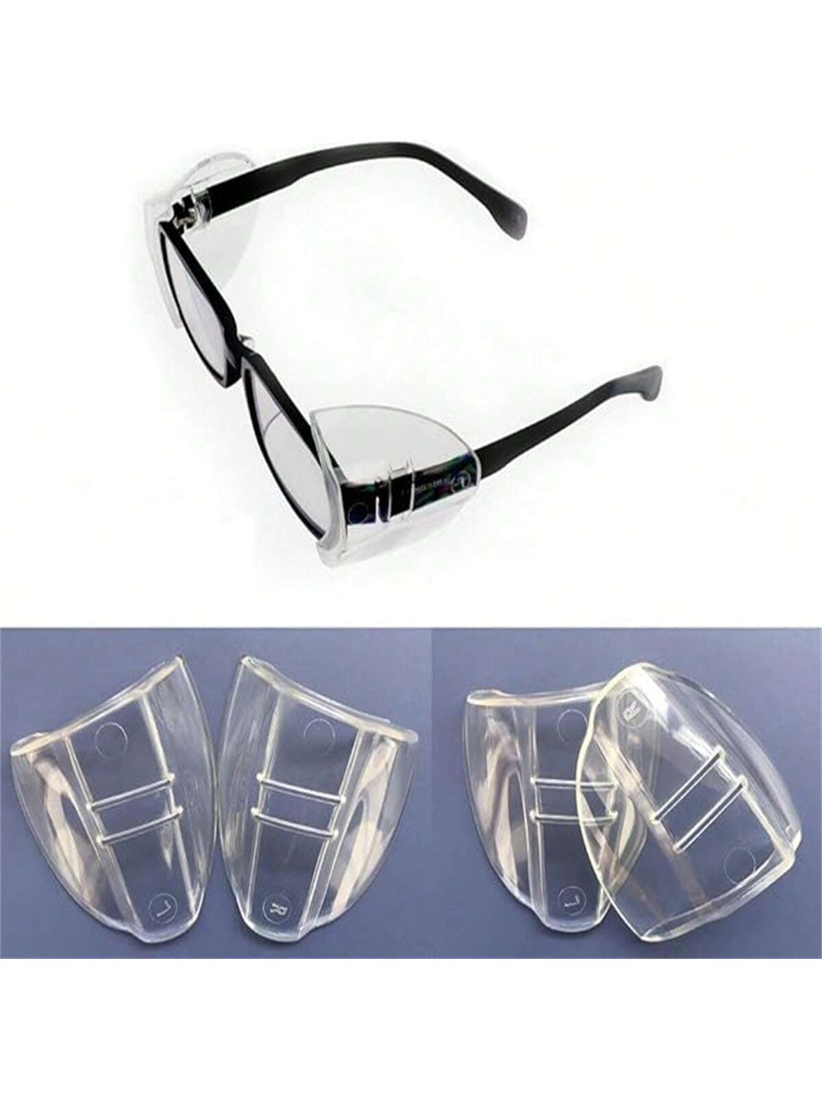 1 Pair Universal Safety Clear Flexible Side Shields, Safety Glasses Side Shields, Slip On Clear Eye Glasses