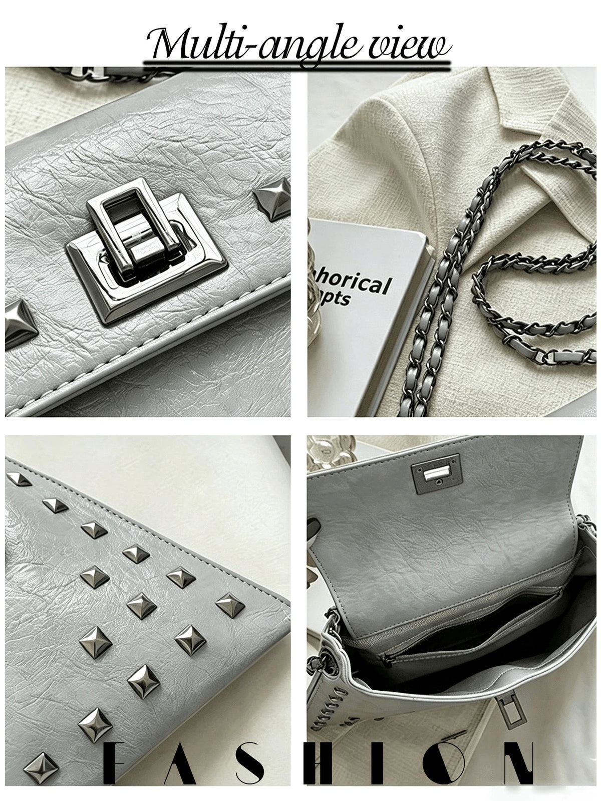 1 PC Studded Envelope-Style Shoulder Bag, Perfect For Shopping, Commuting, Street Style, And Casual Outings-A Spacious Women's Underarm Handbag